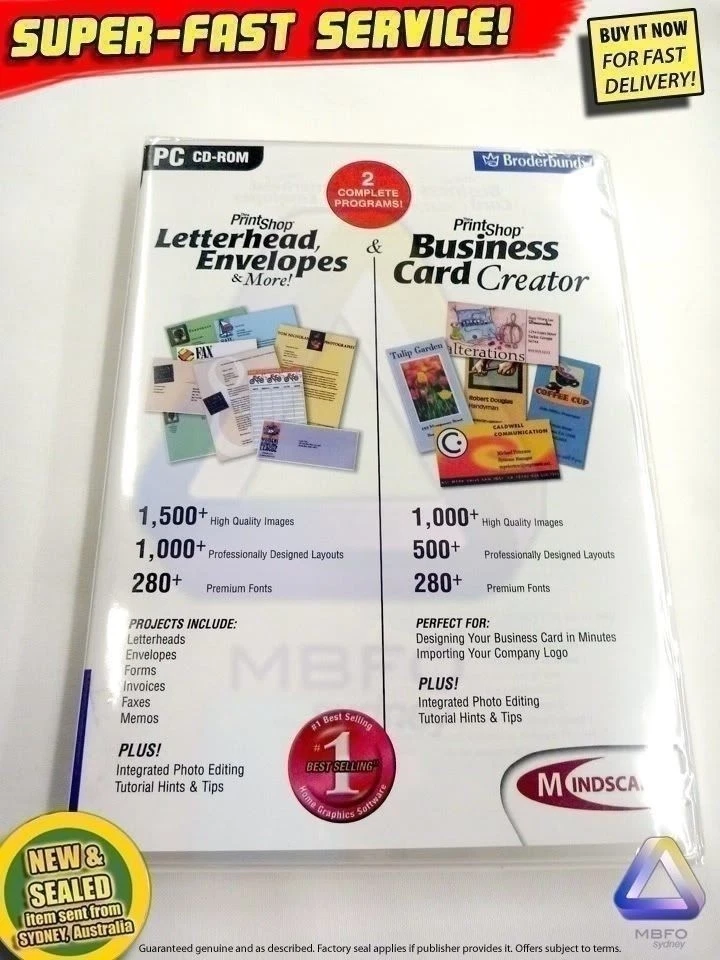 PrintShop Letterhead + Envelope + Business Cards! PC Print shop printer software - image 1 of 1