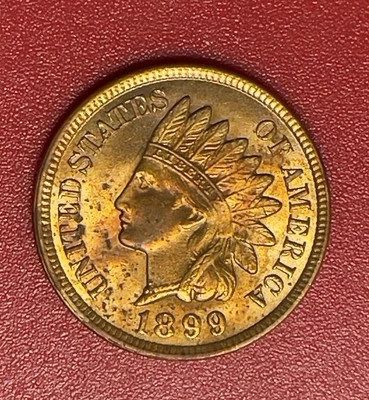 1899 Indian Head Cent,  Red,  Uncirculated, As Shown. - Image 1 of 3