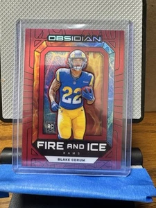 Blake Corum 2024 Panini Obsidian Rookie Fire And Ice Red /75 SP Rams RC - Bild 1 von 2