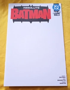 Absolute Batman #1 Cover C Fourth Printing White Blank Cover 2024 Dc Comics Usa - Foto 1 di 3