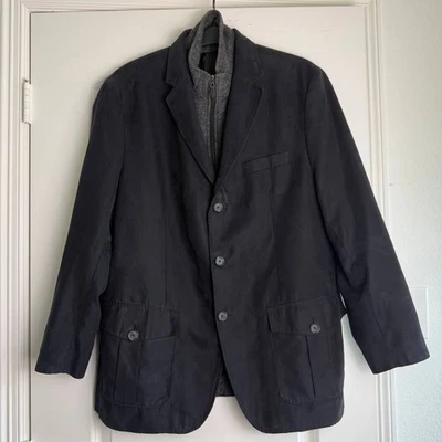 Tasso Elba Men Stylish Black Faux Suede Casual Blazer Jacket Single Breasted L - Image 1 of 4