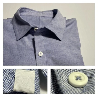 Lululemon Commission Qwick 牛津表演礼服衬衫蓝色修身 S* — 第 1/4 张图片