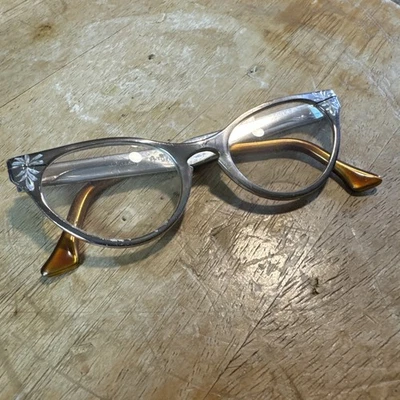 Monturas de gafas de aluminio cromadas plateadas J. Hasday Cat Eye años 50 vintage Foto 1 de 4