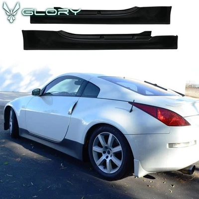 Fits 03-09 Nissan 350Z Z33 Side Skirts V Style Extension Rocker Panel Unpainted - Image 1 of 4
