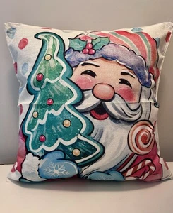 Santa Throw Pillow 18x18” Colorful Holiday Christmas Decor New Complete Ready - Picture 1 of 6