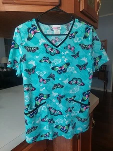 Scrub Star Women's Butterfly Scrub Top Small - Picture 1 of 3