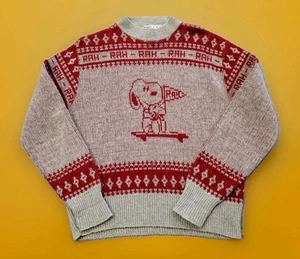 Maglione maglia vintage anni 70 Greatest Arrow Peanuts Snoopy Rah Rah Rad/Grigio! Taglia L - Foto 1 di 3