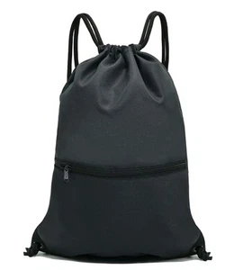 Drawstring Backpack Bag Sport Gym Sackpack - black - Picture 1 of 8