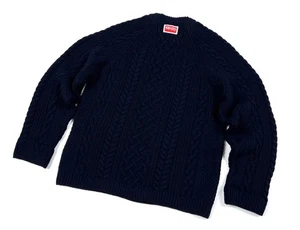 Auth Men's KENZO Logo Blue Merino Wool Sweaters Jumper Size L/XL RRP $495 - Picture 1 of 13