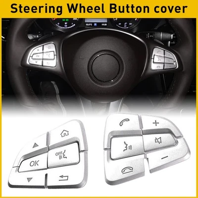 Botón del volante moldura plateada para Mercedes Benz Clase A B C GLC CLA CLS EE. UU. Foto 1 de 4