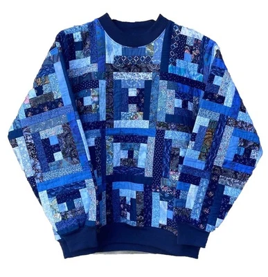 Suéter Cama Acolchado Paisley Patrón Floral Hecho a Mano Retazos Azul Mujer Grande Foto 1 de 4