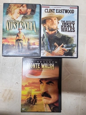 3 Great Westerns (Dvd) Monte Walsh, The Outlaw Josey Wales, And Australia  - Image 1 of 3