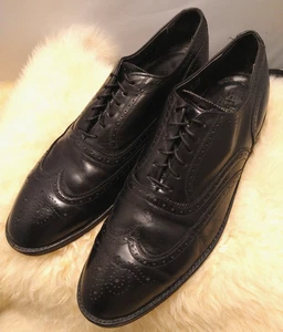 ZAPATO DE VESTIR FREEMAN PARA HOMBRE CUERO PUNTA DE ALA OXFORD CLÁSICO EE. UU. TALLA 9.5D NEGRO-BONITO - Imagen 1 de 11