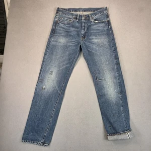 Jeans Levis 501 para hombre 33x32 ribete azul parcheado desteñido - Imagen 1 de 14