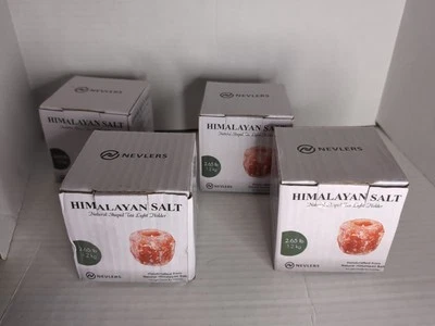 Lote de 4 candelabros de luz de té con forma natural de sal del Himalaya Nevlers Foto 1 de 4