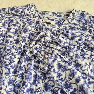 Anthropologie Pilcro The Letterpress Blouse Floral Button-up Top Women’s L  - Picture 1 of 21
