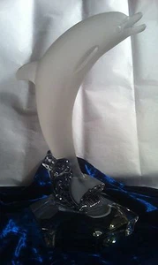 24% LEAD CRYSTAL DOLPHIN KING ON TAIL 10" HIGH LARGE - Picture 1 of 2