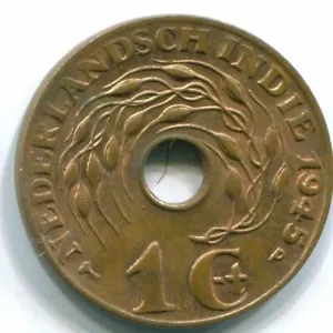 1 CENT 1945 P NETHERLANDS EAST INDIES INDONESIA Bronze Colonial Coin #S10410C - Picture 1 of 3