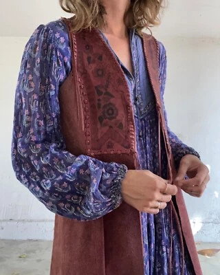 1970s Char Suede Hand Painted Vest Made in Mexico Designer Vintage  - Image 1 of 4