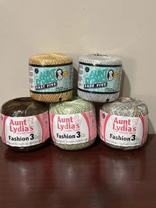Aunt Lydia's Crochet Thread Bundle - 5 Pack - Fast Five & Fashion 3 (SR492) - Picture 1 of 3