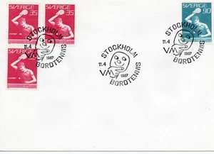 Stamps-Sweden-Slania engraved-1967-Table Tennis-set of 2(3+1) on plain FDI cver - Picture 1 of 1