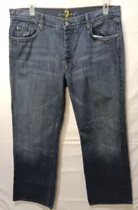 7 FOR ALL MANKIND Mens 38x32 Blue Button-Fly Jeans Relaxed Fit T521061U-061U - Picture 1 of 16