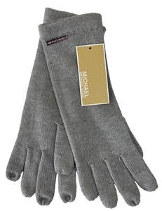 NWT Michael Kors Women's Silver Signature Plaque Gloves Gray - Picture 1 of 5