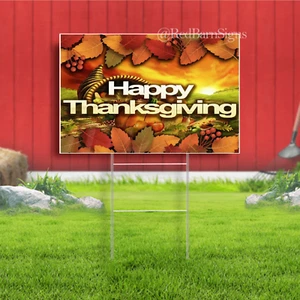 HAPPY THANKSGIVING Yard Sign Corrugated Plastic Bandit Yard Sign - Picture 1 of 1