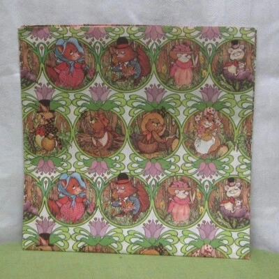 WOODLAND CREATURES 包装纸 20 世纪 70 年代复古礼品包装海狸卡通全新带标签 — 第 1/2 张图片