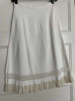 BNWT ALAIA PARIS White Stretch Knit Skirt Viscose/Silk SZ IT42 Italy - Image 1 of 4