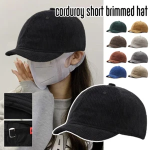 Men Women Short Brim Corduroy Hat Adjustable Versatile Baseball Cap Peaked Cap - Picture 1 of 33