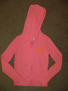 VICTORIA'S SECRET NEON PINK ORANGE ZIPPER HOODIE SWEATSHIRT JACKET NWT XS S - Picture 1 of 4