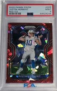 Panini Prizm Red Ice #325 Justin Herbert Rookie RC 2020 PSA 9 - Imagen 1 de 2