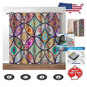 Versatile 70% Blackout Mandala Curtains - Perfect for Living & Bedroom Spaces - Picture 1 of 8