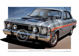 Ford XW GT Falcon Art Print - Falcon GT Drawings by Unique Autoart ( 9 Colours ) - Picture 1 of 13