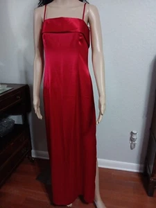 Vintage All That Jazz Red Satin Evening Dress With Chiffon Scarf Sz 11 - Picture 1 of 5
