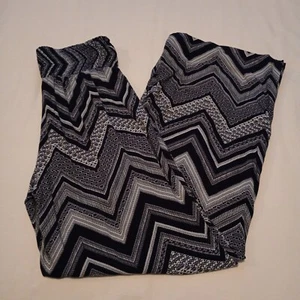 Joe B Women's Wide Leg Pants Size L Black White Zig Zag Print Elastic Waist, LNC - Picture 1 of 10