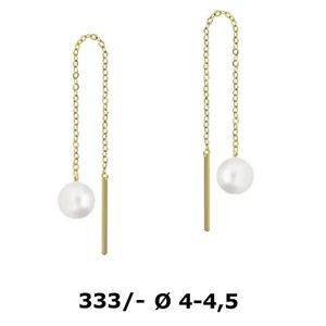 Ohrstecker 333 Gold Durchzieher Süßwasserzuchtperle 4-4,5 mm Ankerkette Ohrring - Bild 1 von 1