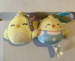 Squishmallows 3.5” Plush Clip AIMEE Chick FRmer & Floral Easter Spring Lot of 2 - Picture 1 of 7
