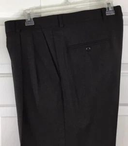 Burberry London Dress Pants Men’s 36 x 29 Dark Brown Pleated 100% Wool - Picture 1 of 7