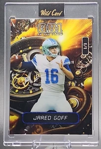 Jared Goff 1/1 2024 Wild Card QB1 Vertical Dorado Azul Grabado Lámina Detroit Lions SSP - Imagen 1 de 2