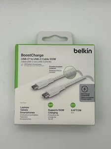 Cable trenzado USB-C a USB-C Belkin Boost Charge - 6,6 pies - blanco - Imagen 1 de 2