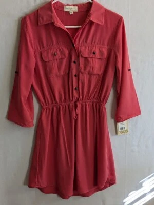 Vestido camisero utilitario Be Bop rosa con cordón talla S Foto 1 de 4