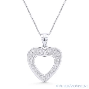 Corazón circonita cúbica cristal pavé amor encanto colgante y collar plata esterlina .925 rodio - Imagen 1 de 1