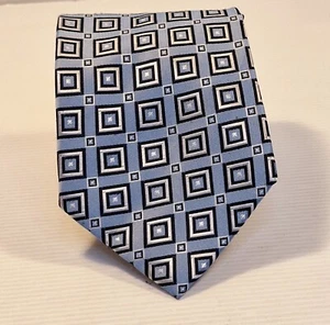 Kenji - Square Pattern Polyester Blue Necktie Business Formal Tie - Picture 1 of 6
