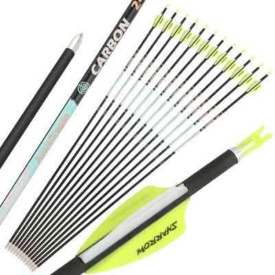 32" Pure Carbon Arrows SP300-1000 Vanes .003" Archery Bow Hunting Target ID4.2mm - Image 1 of 4