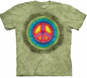 T-Shirt The Mountain Peace Krawatte grün gefärbt Hippie Liebe spiritueller Regenbogen S-5X - Bild 1 von 5
