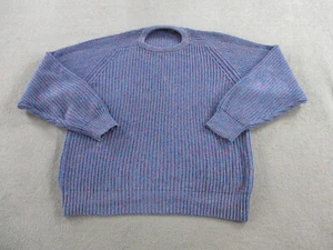 VINTAGE Lord & Taylor Sweater Men Large Blue Pink Marled Chunky Knit Heavyweight - Picture 1 of 8
