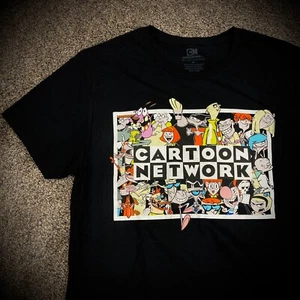 new CARTOON NETWORK T-SHIRT black multicolor logo tv shows UNISEX ADULT MEDIUM - Picture 1 of 4
