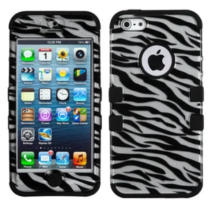 Zebra Skin (2D Silver)/Black TUFF Hybrid Phone Protector Cover - Picture 1 of 1